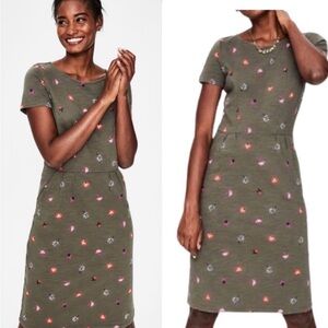 NWT Boden Phoebe Day Dress Olive Green Floral Midi Dress (MSRP: $169) size 4
